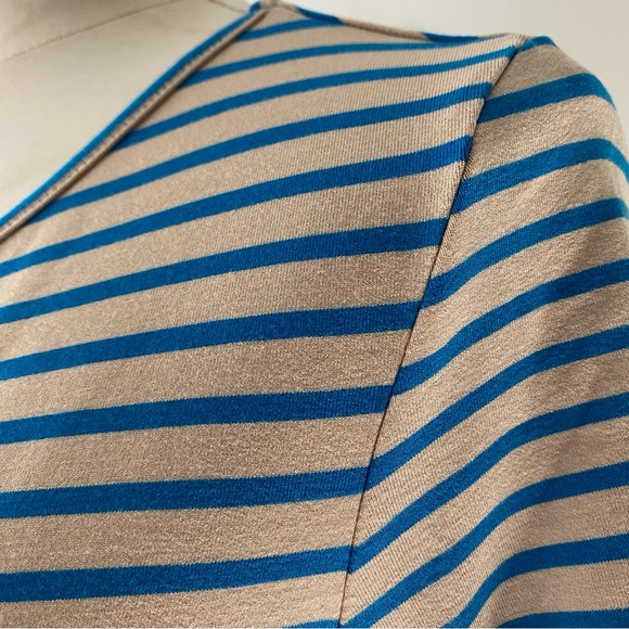Max Mara Tan and BlueStripe Short Sleeve Shirt - M (fits small) - Picture 6 of 14